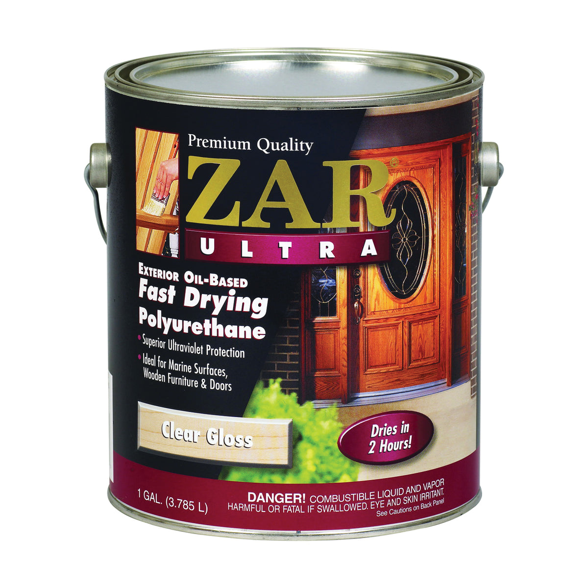 ZAR 34013 Exterior Polyurethane, Gloss, Liquid, Amber, 1 gal, Can