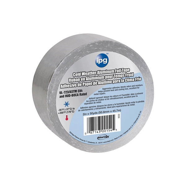 IPG 9503 Foil Tape with Liner, 50 yd L, 3 in W, Aluminum Backing