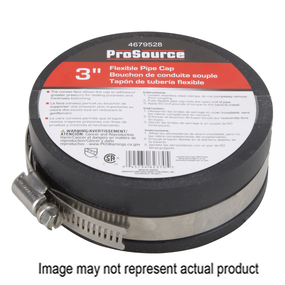 ProSource TC-3 Test Cap, 3 in Connection, Capping Pipe Ends, PVC, Black, 3 in Pipe