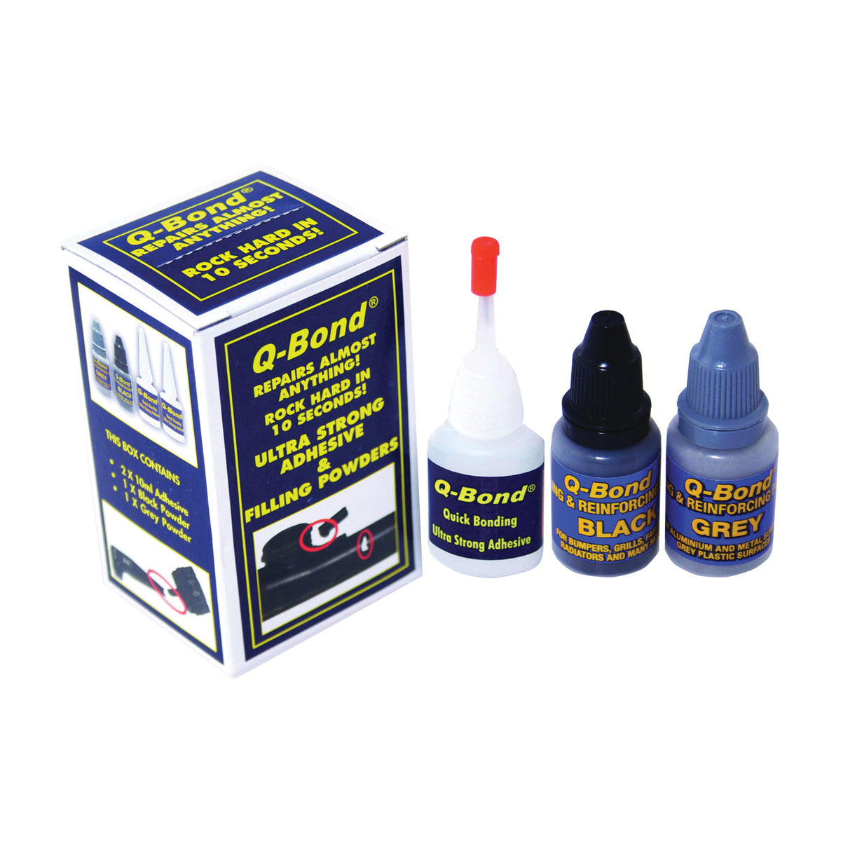 Q-Bond QB2 Adhesive Repair Kit, Liquid, Irritating, Colorless, 5 mL Bottle
