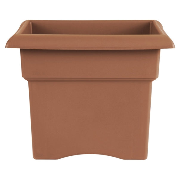 Bloem Veranda Square 57014C Deck Box Planter, 14 in W, Square, Plastic, Terra Cotta