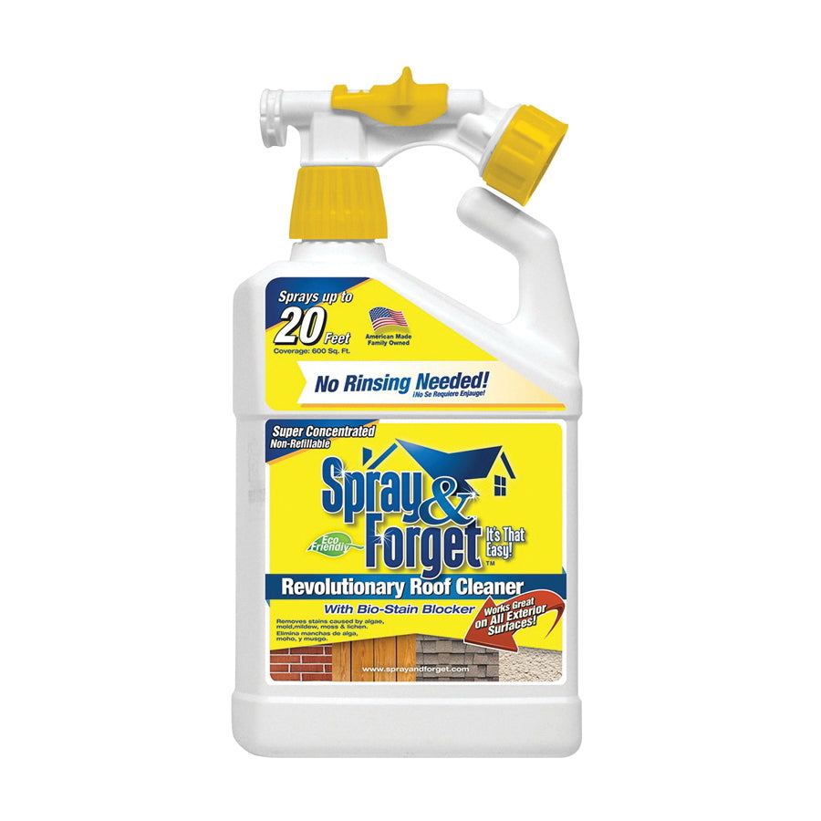 Spray & Forget SFSRC-6Q Roof and Exterior Surface Cleaner, 32 oz, Liquid, Citrus, Orange