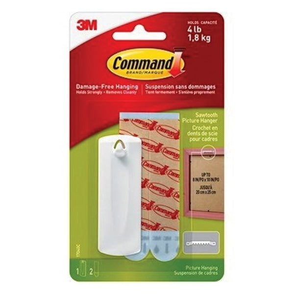 Command 17040C Sawtooth Picture Hanger, 5 lb, White