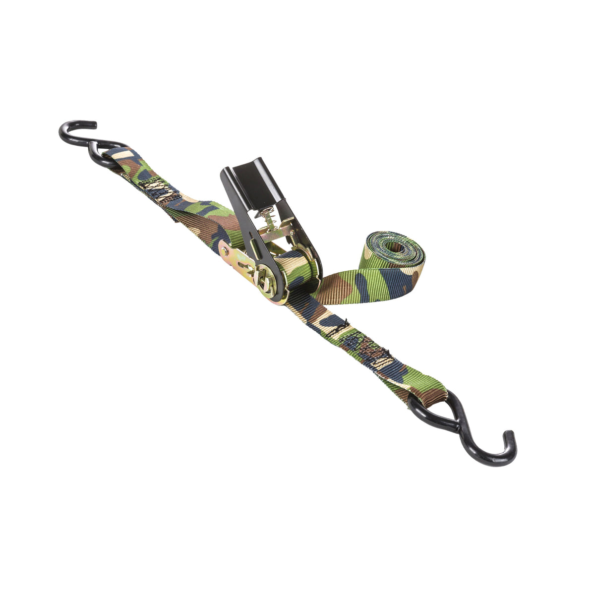 REESE Secure 9485500 Tie-Down, 1 in W, 8 ft L, Camouflage, 400 lb, Hook End Fitting, Steel End Fitting