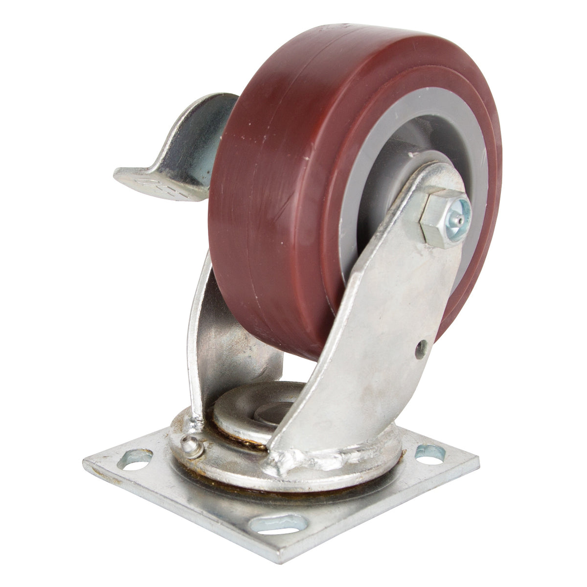 ProSource JC-P04 Swivel Caster, 5 in Dia Wheel, 2 in W Wheel, PU Wheel, Gray, 450 lb, Steel Housing Material