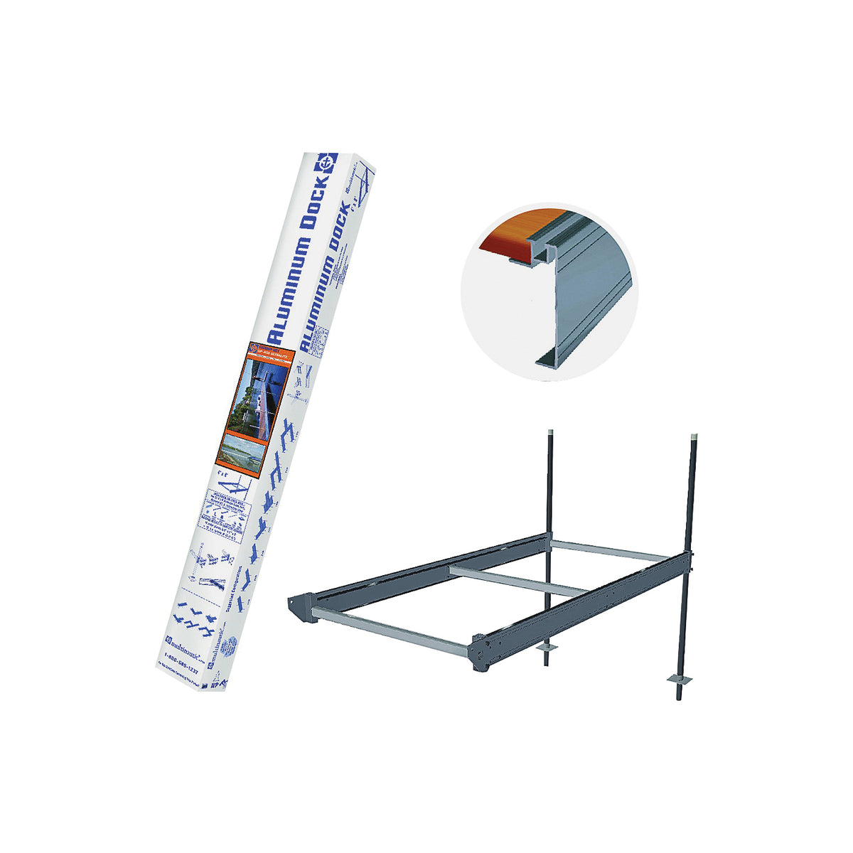 Multinautic 400 Series 21111 Boxed Dock, 45 x 22 x 48 in, Aluminum, White, Powder-Coated