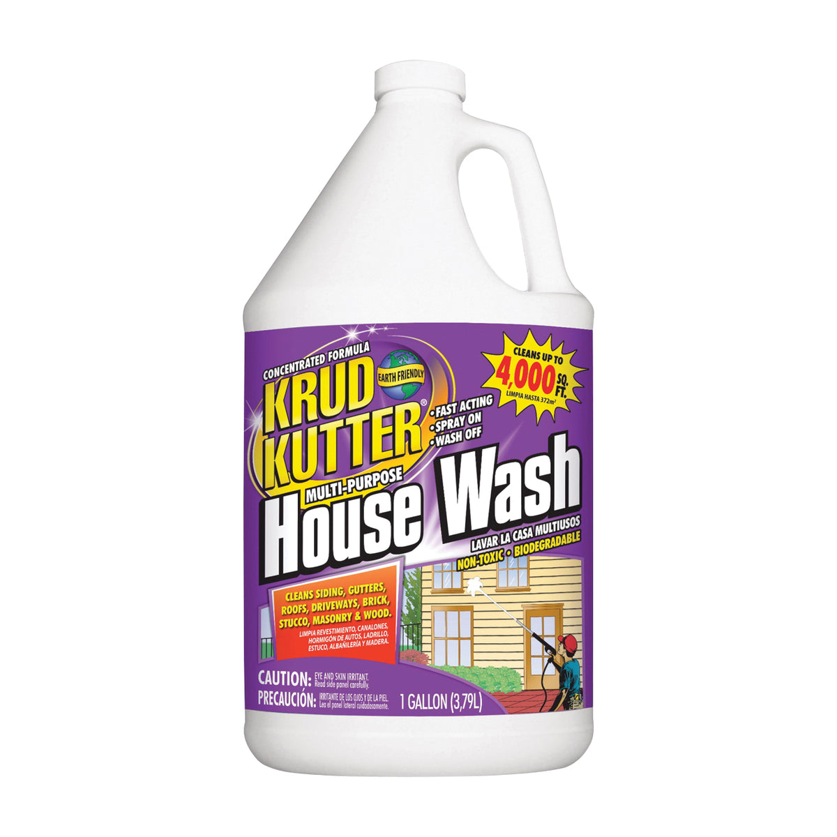 KRUD KUTTER HW012 House Wash Cleaner, 1 gal Bottle, Liquid, Mild