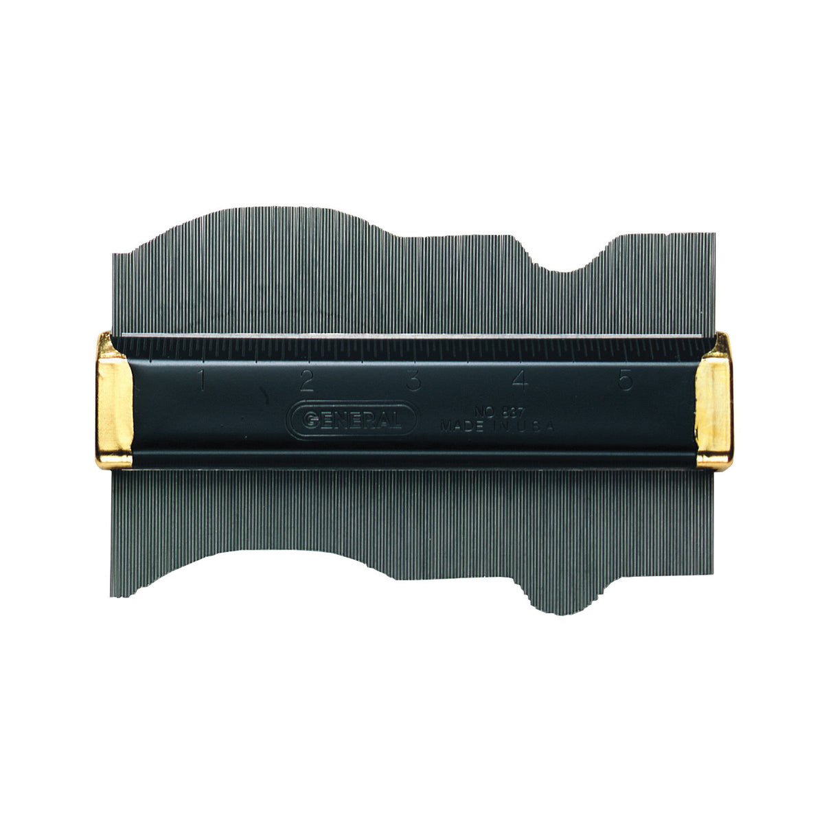 GENERAL 837 Contour Gauge with Pins, 6 in L, 3-1/2 in W, SAE Graduation, Stainless Steel