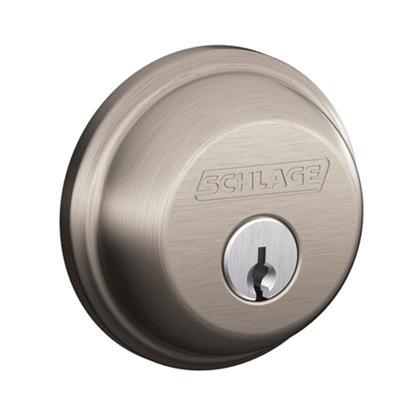 Schlage B60NV619 KA4 Deadbolt, Satin Nickel, 2-3/8 x 2-3/4 in Backset, C Keyway