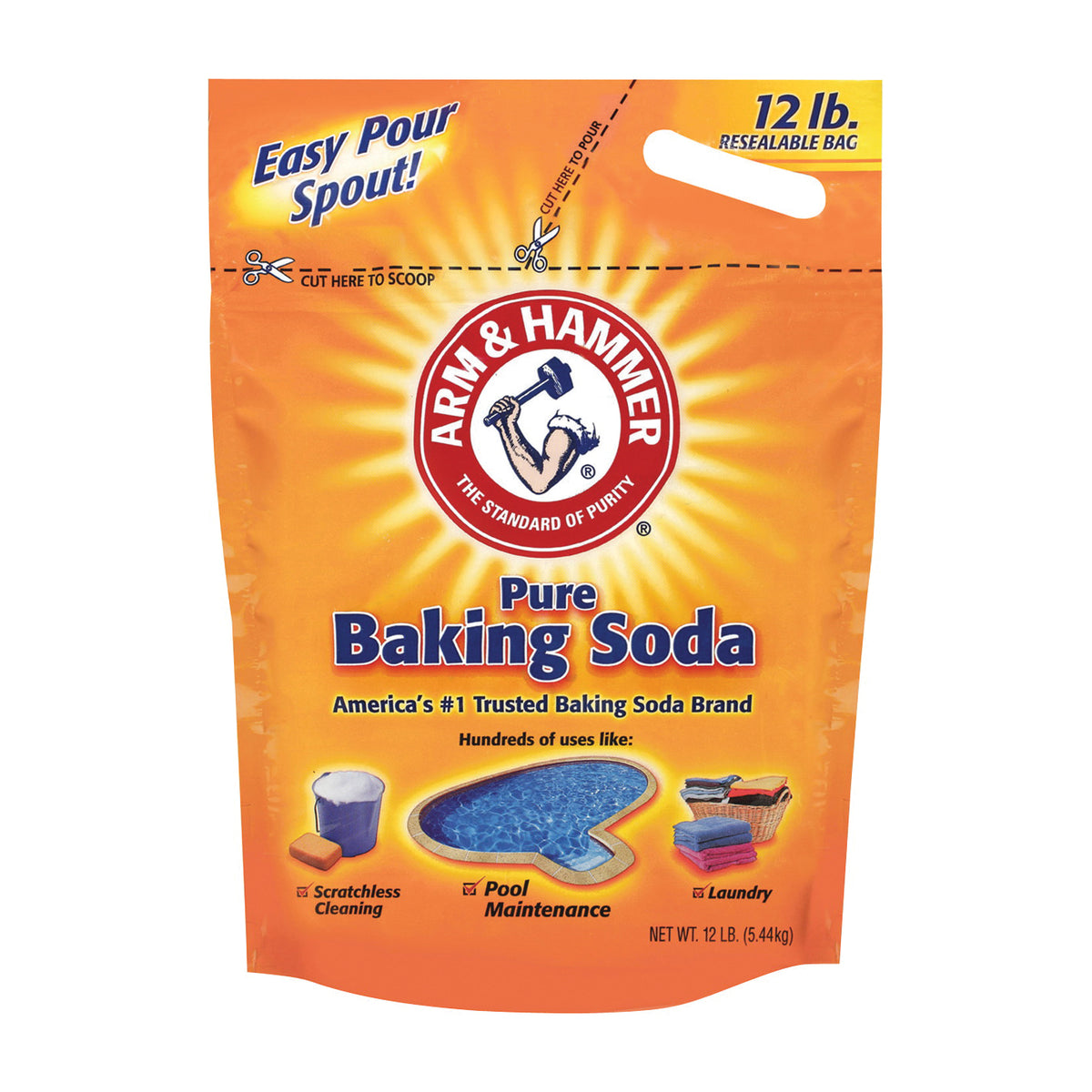 R3 01191 Resealable Baking Soda, 12 lb Bag, Crystalline, White