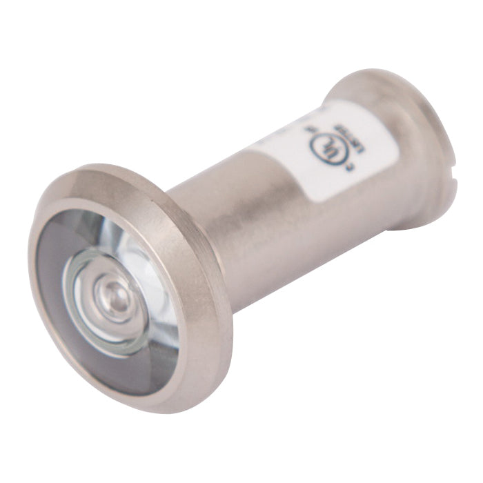 Prosource LR-002SN-PS Door Viewer, 200 deg Viewing, 1-3/8 to 1-3/4 in Thick Door, Solid Brass, Satin Nickel