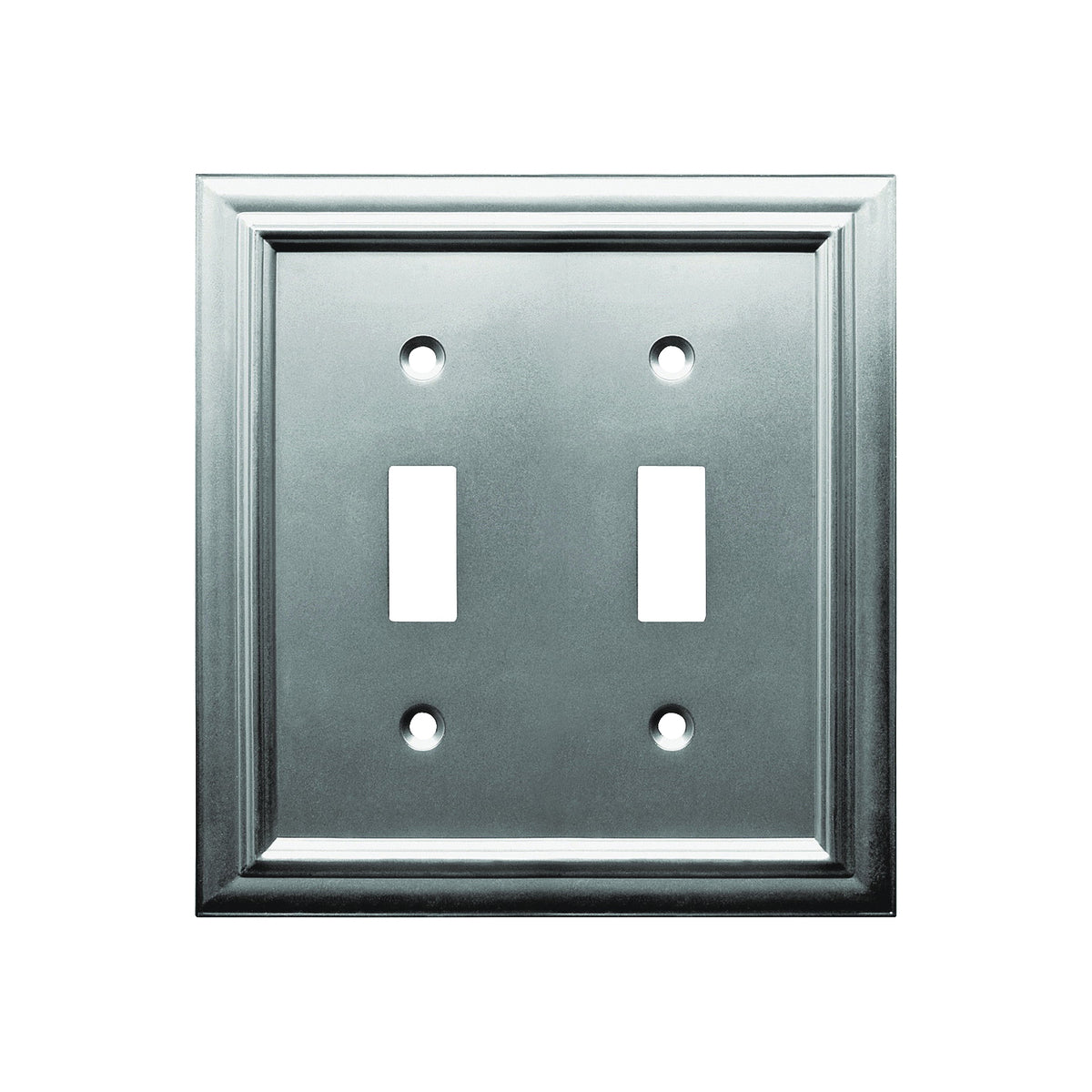 Amerelle 94TTN Wallplate, 4-15/16 in L, 4-3/4 in W, 2 -Gang, Metal, Satin Nickel