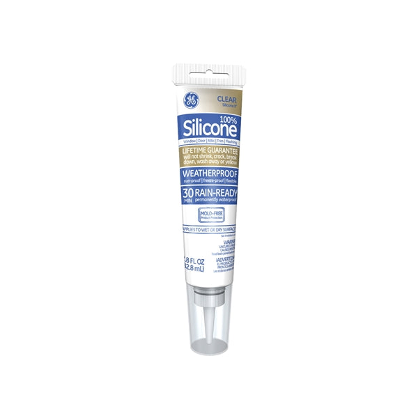 GE Silicone II GE500 Window and Door Caulk, Clear, -55 to 400 deg F, 2.8 oz Tube