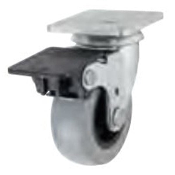 Shepherd Hardware G1 Series 3542 Swivel Caster with Brake, 2 in Dia Wheel, TPU Wheel, Gray, 88 lb