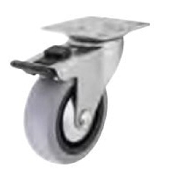 Shepherd Hardware G1 Series 3546 Swivel Caster with Brake, 3 in Dia Wheel, TPR Wheel, Gray, 121 lb