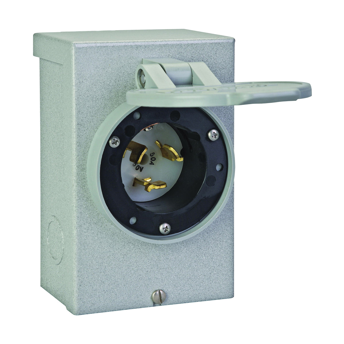 RELIANCE CONTROLS PB50 Power Inlet Box, 50 A, 125/250 V, Gray