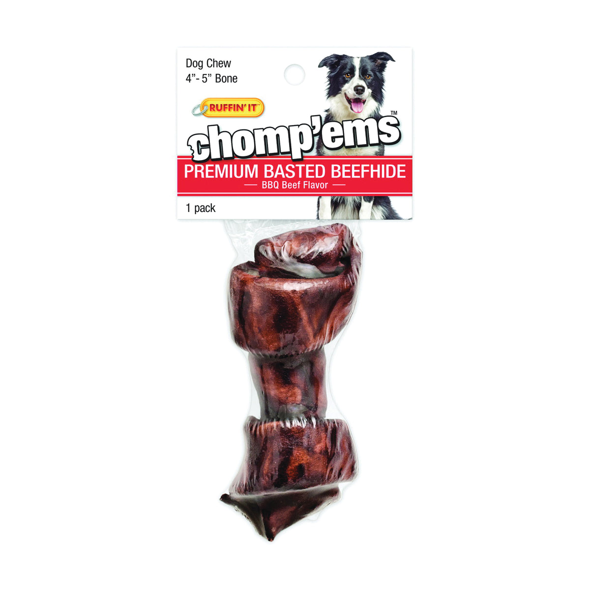 RUFFIN&#39;IT 37104 Dog Bone, 4 to 5 in L, BBQ Beef Flavor