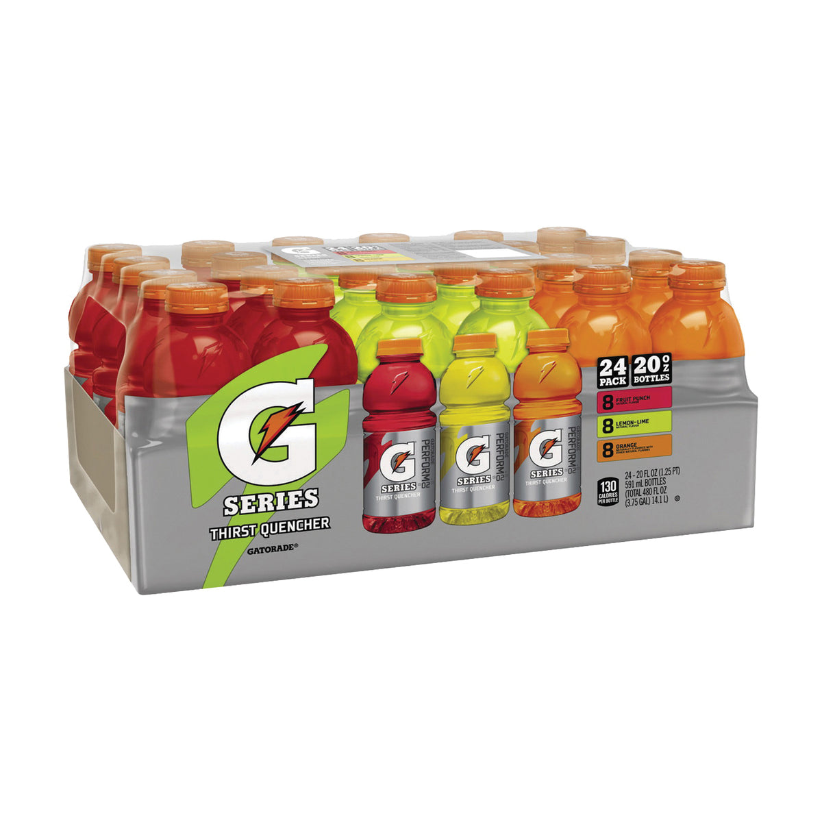 Gatorade 20781 Thirst Quencher Sports Drink, Liquid, Fruit Punch, Lemon, Orange Flavor, 20 oz Bottle