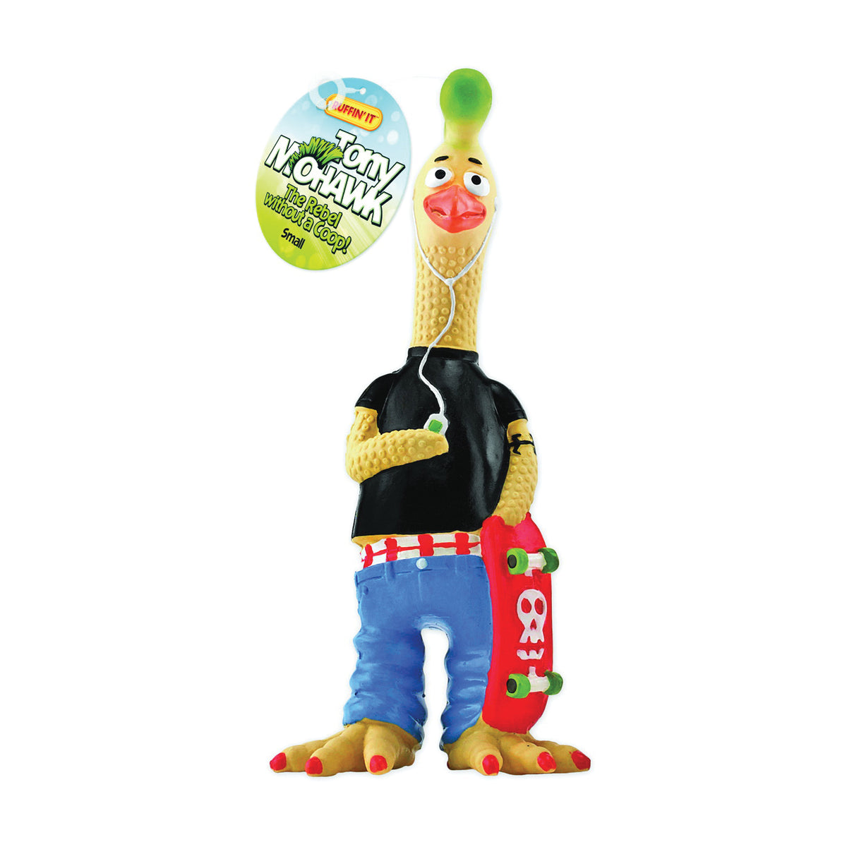 RUFFIN&#39;IT 80535 Dog Toy, S, Tony Mohawk Chicken, Rubber
