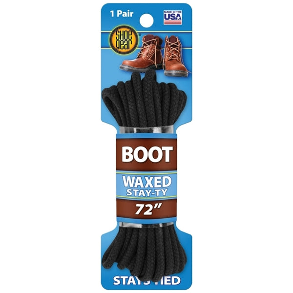 Shoe Gear 1N311-32 Boot Lace, Round, Black, 72 in L