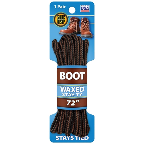 Shoe Gear 1N311-12 Boot Lace, Round, Black/Brown, 72 in L