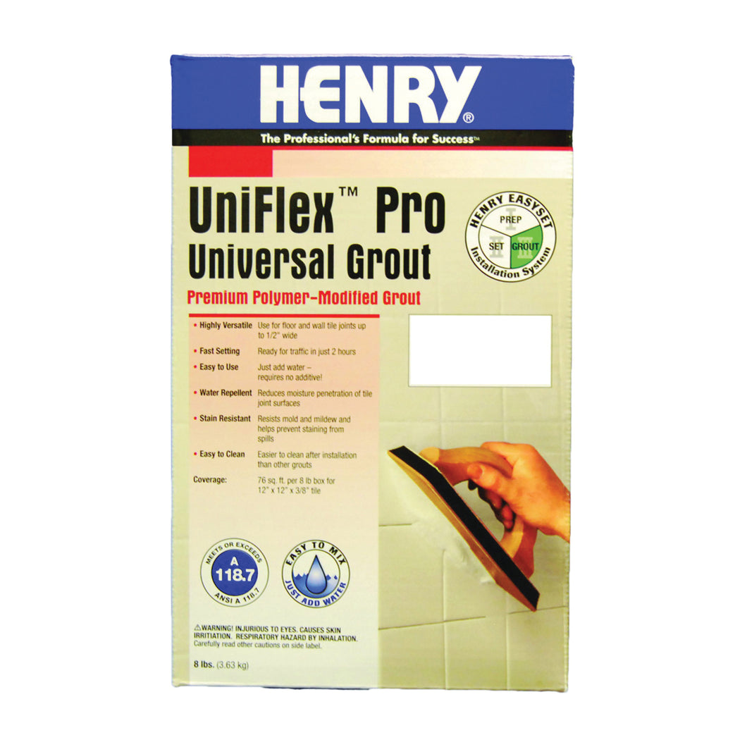 HENRY UniFlex Pro 13096 Polymer Modified Grout, Powder, White, 8 lb Box