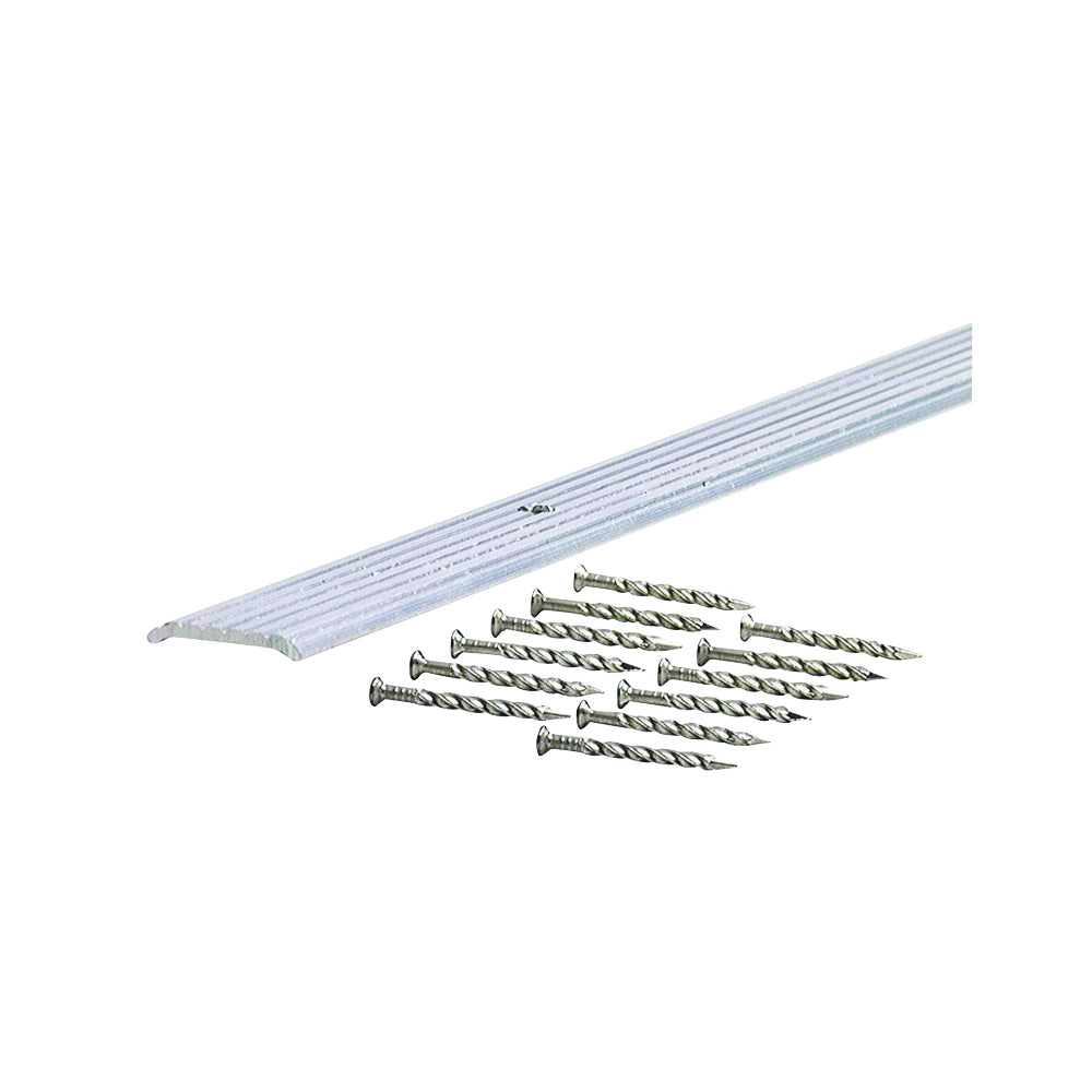 M-D 78048 Seam Binder, 36 in L, 3/4 in W, Fluted Surface, Aluminum, Mill/Silver