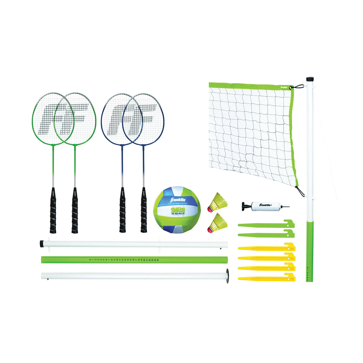 Franklin Sports 50601 Volleyball and Badminton Set, PVC, 17-Piece