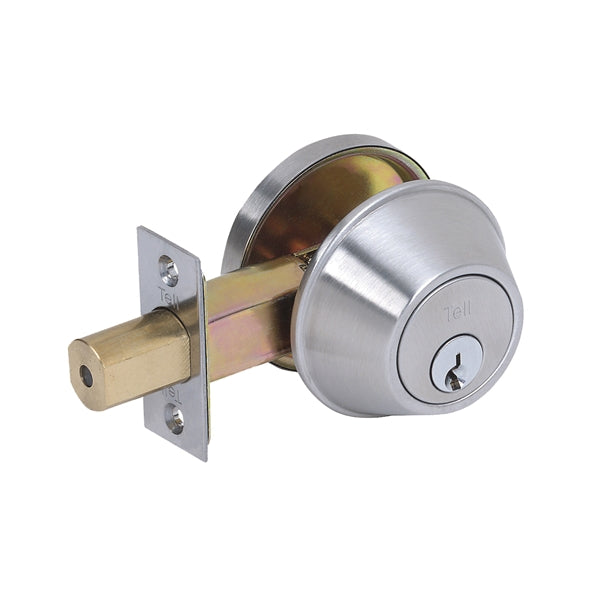 Tell Manufacturing DB2000 Series CL100055 Deadbolt, Keyed Different Key, Stainless Steel, Satin, C Keyway