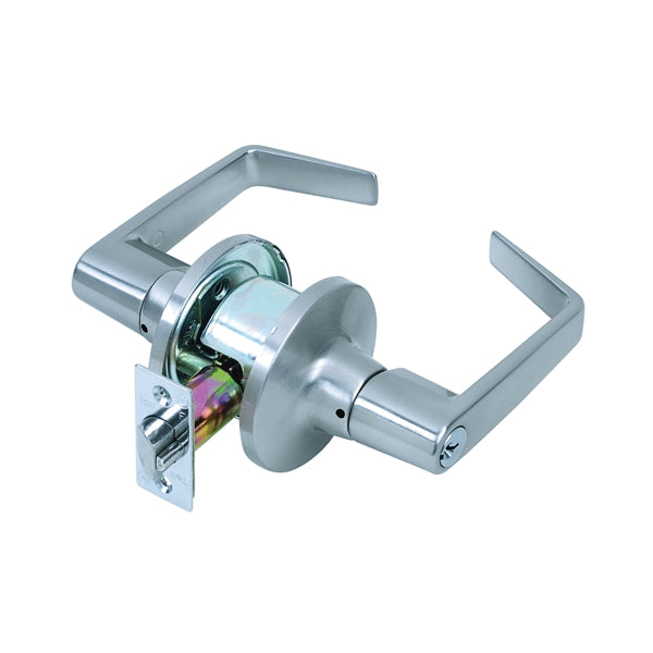 Tell Manufacturing CL100619 Storeroom Lever, Steel, Satin Chrome, 2-3/8 x 2-3/4 in Backset, 1-3/8 to 2 in Thick Door