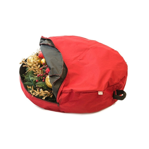 Treekeeper SB-10154 Wreath Storage Cover, 30 in, 30 in Capacity, Polyester, Red