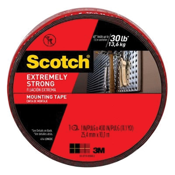 Scotch 414-LONG-DC Extreme Mounting Tape, 400 in L, 1 in W, Black