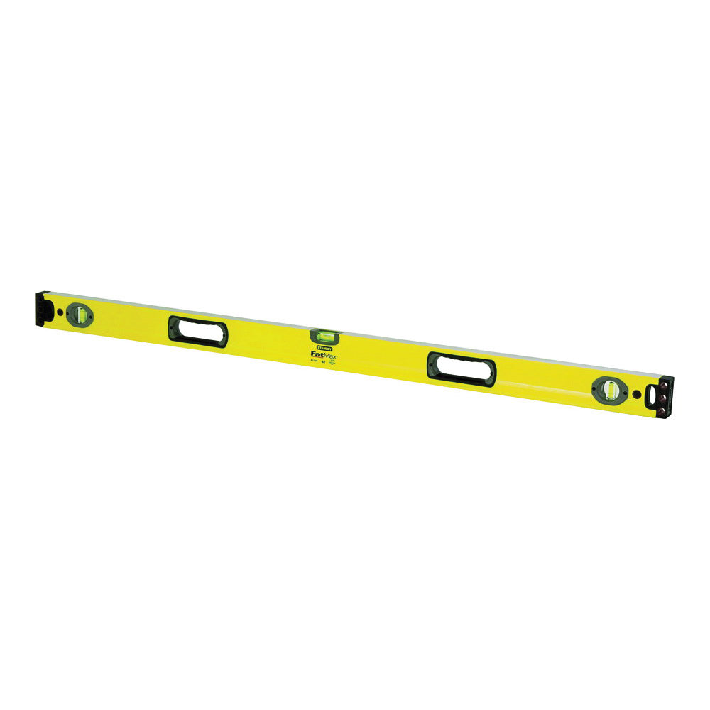 STANLEY 43-548 Box Beam Level, 48 in L, 3-Vial, 2-Hang Hole, Non-Magnetic, Aluminum, Yellow