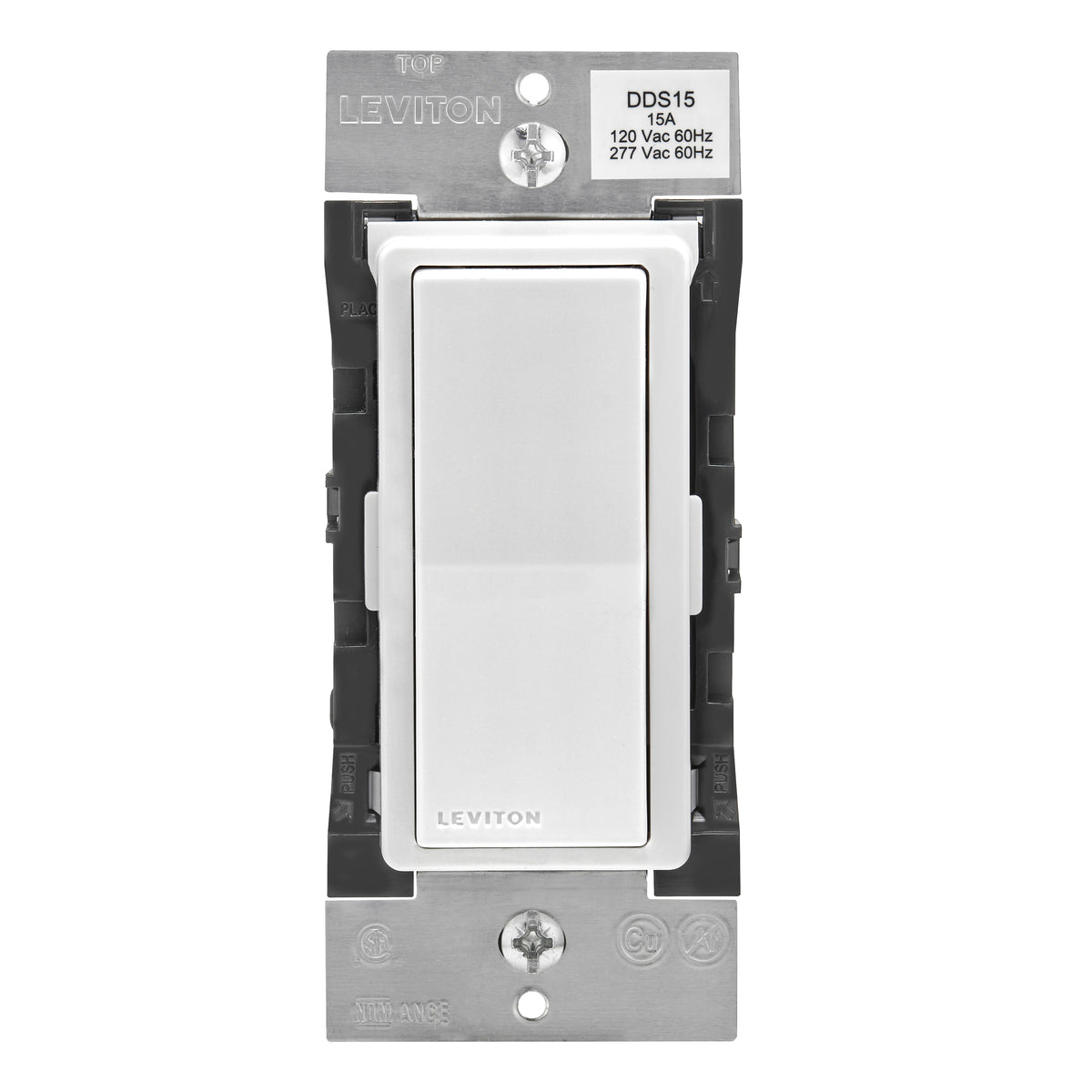 Leviton Decora Digital R00-DDS15-BDM Dual Voltage Switch with Timer, 1 -Pole, 3 -Way, 120/277 VAC, 60 Hz, Bluetooth