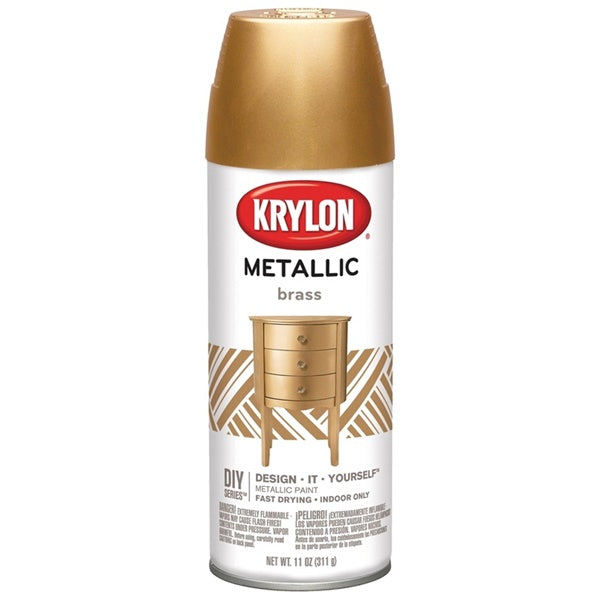 Krylon K02204007 Spray Paint, Metallic, Brass, 12 oz, Aerosol Can