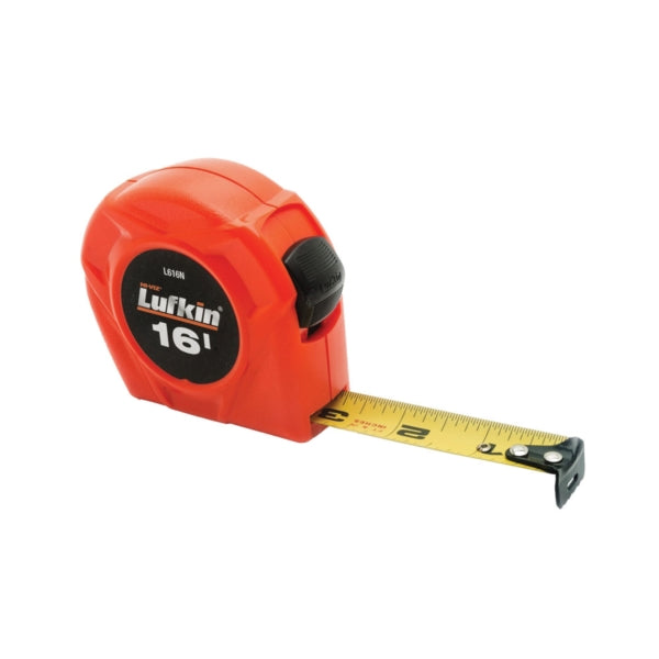 Crescent Lufkin L616 Tape Measure, 16 ft L Blade, 3/4 in W Blade, Steel Blade, ABS Case, Orange Case