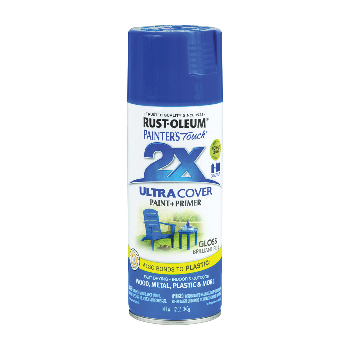RUST-OLEUM PAINTER'S Touch 249120 Gloss Spray Paint, Gloss, Brilliant Blue, 12 oz, Aerosol Can