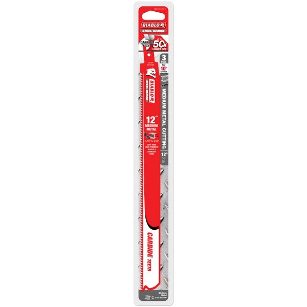 Diablo DS1210CF Reciprocating Saw Blade, 12 in L, 10 TPI, Carbide Cutting Edge