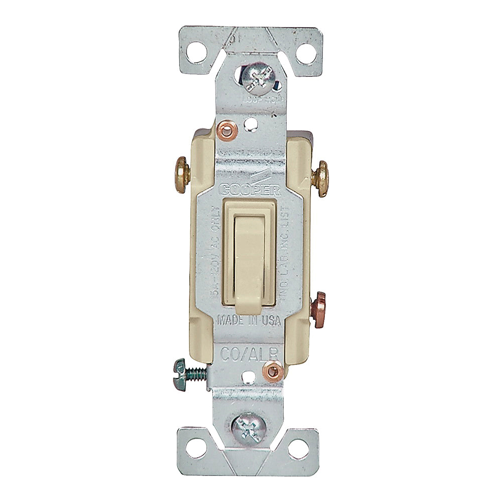 Eaton Wiring Devices 5223V-7V-BU Toggle Switch, 15 A, 120 V, Screw Terminal, Ivory