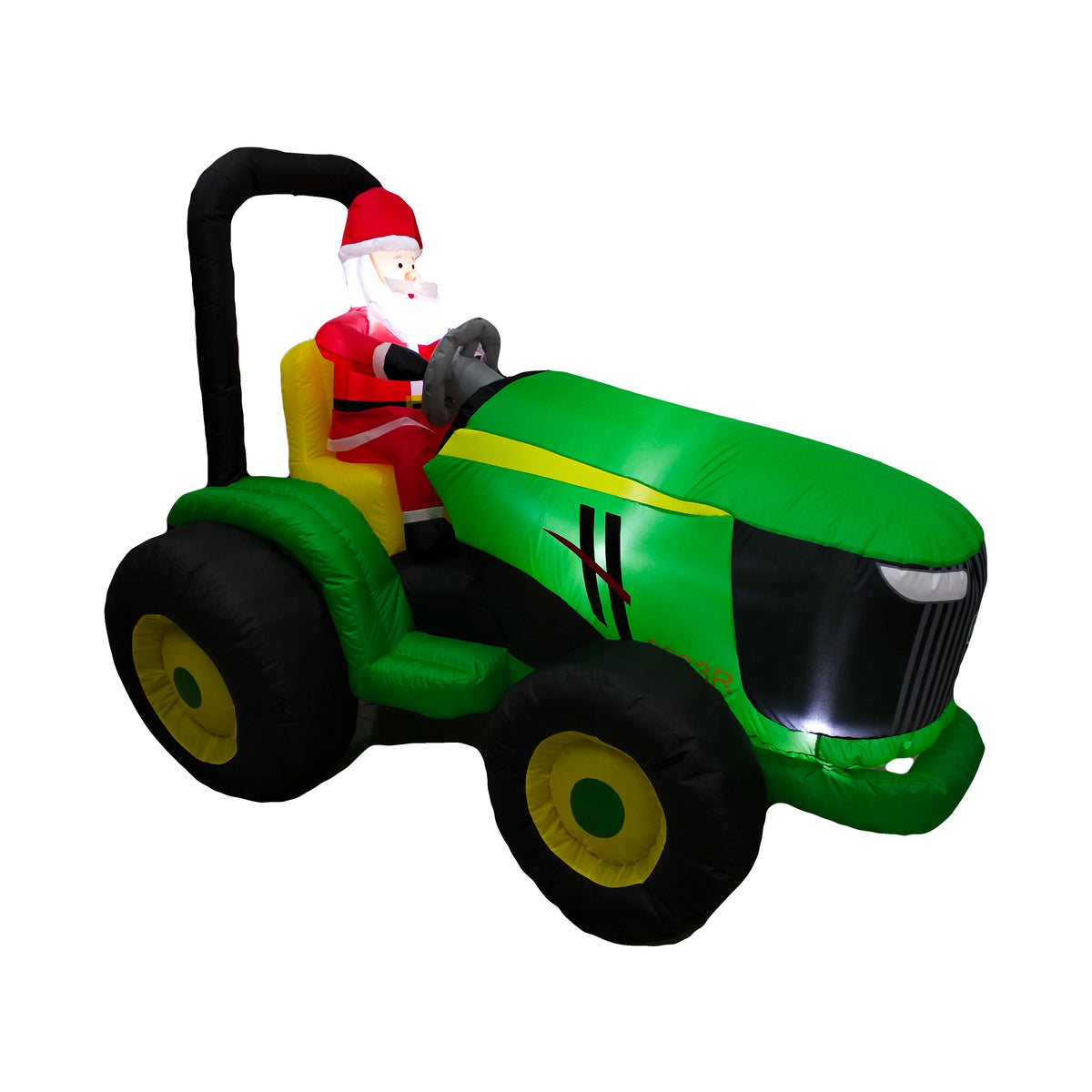 Santas Forest 90411 Inflatable Santa Riding Tractor, 6 ft H, Green/Yellow, Super Lights Bulb