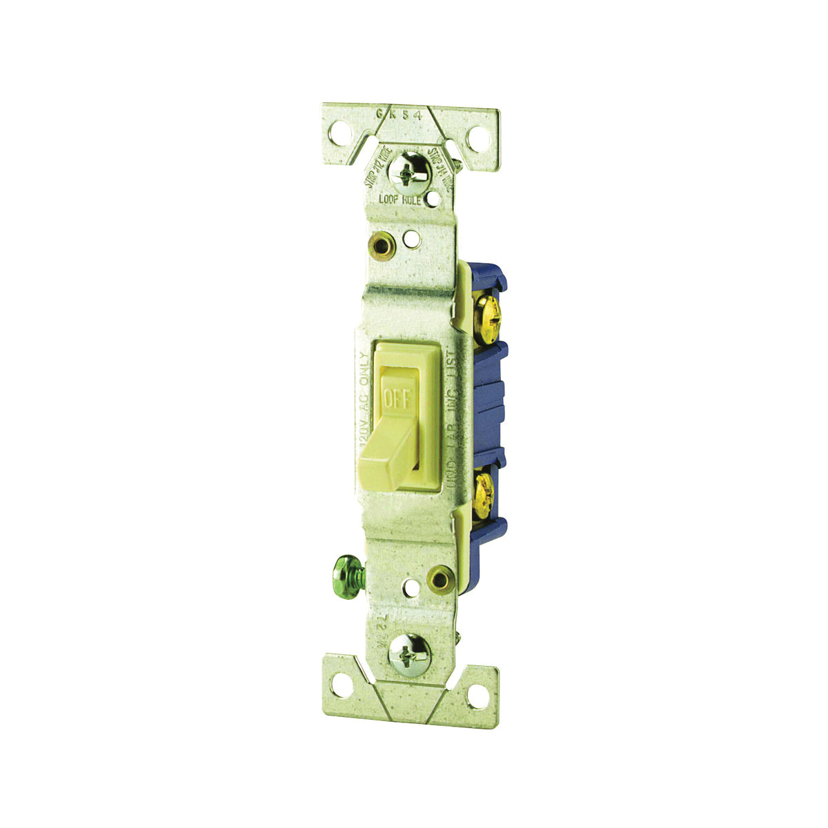Eaton Wiring Devices C1301-7V Toggle Switch, 15 A, 120 V, Push-In Terminal, 5-20R, Polycarbonate Housing Material
