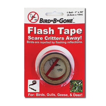 Load image into Gallery viewer, BIRD-B-GONE MMFT-050 Flash Tape, 50 ft L, 1 in W, Mylar Backing, Red/Silver
