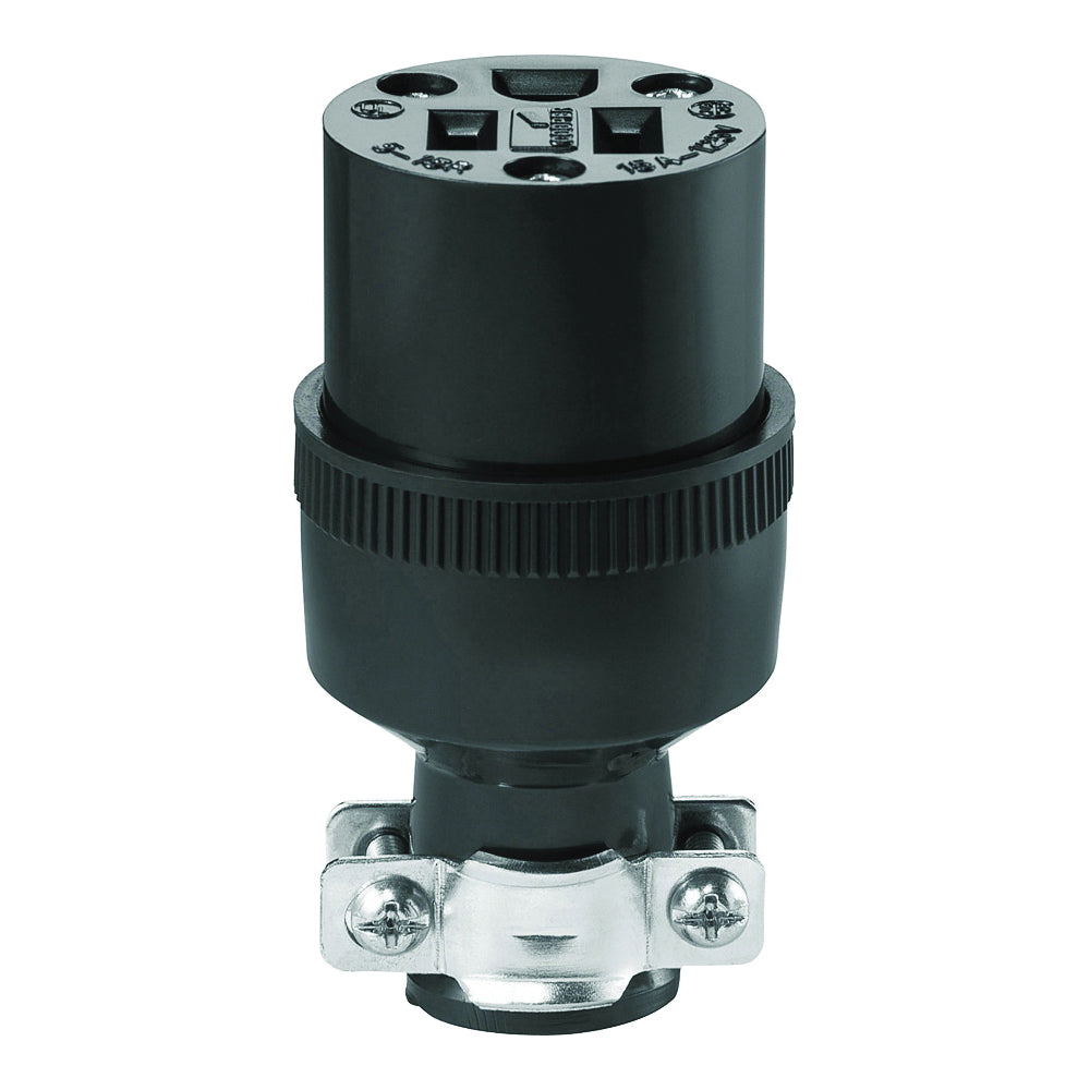 Eaton Wiring Devices 222-BOX Electrical Connector, 2 -Pole, 15 A, 125 V, NEMA: NEMA 5-15, Black