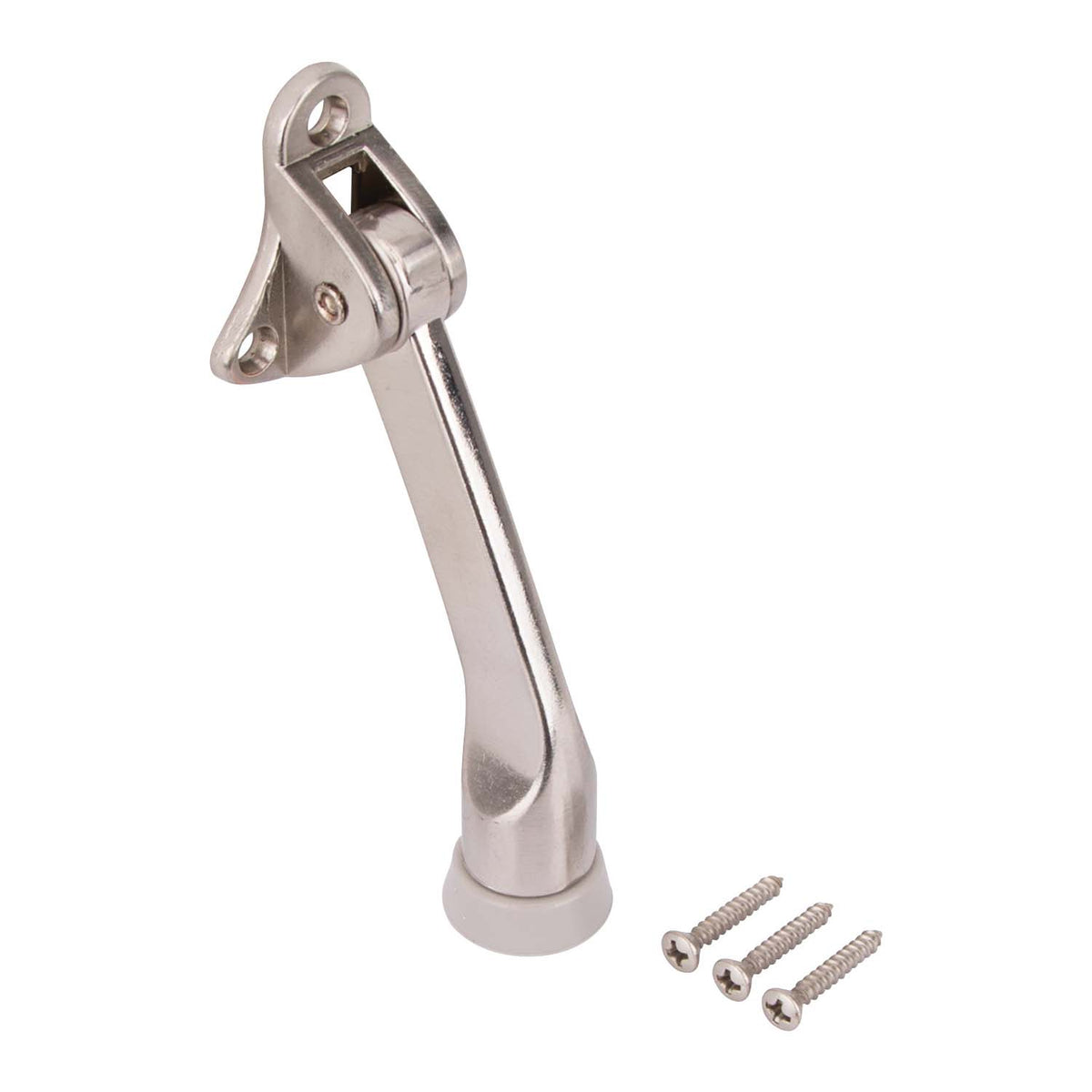 ProSource CL-230SN-PS Door Holder, 5-3/8 in L, 1-5/8 in W, 2 in H, Attaches to Door Mounting, Rubber/Zinc