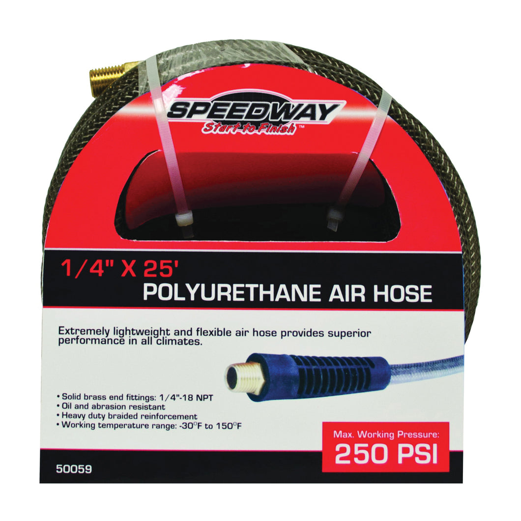 Speedway 50059 Air Hose, 1/4 in ID, 25 ft L, NPT, 250 psi Pressure, Polyurethane