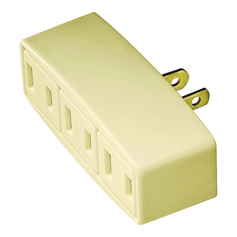 Eaton Wiring Devices 1747V-BOX Outlet Tap, 2 -Pole, 15 A, 125 V, 3 -Outlet, NEMA: NEMA 1-15R, Ivory