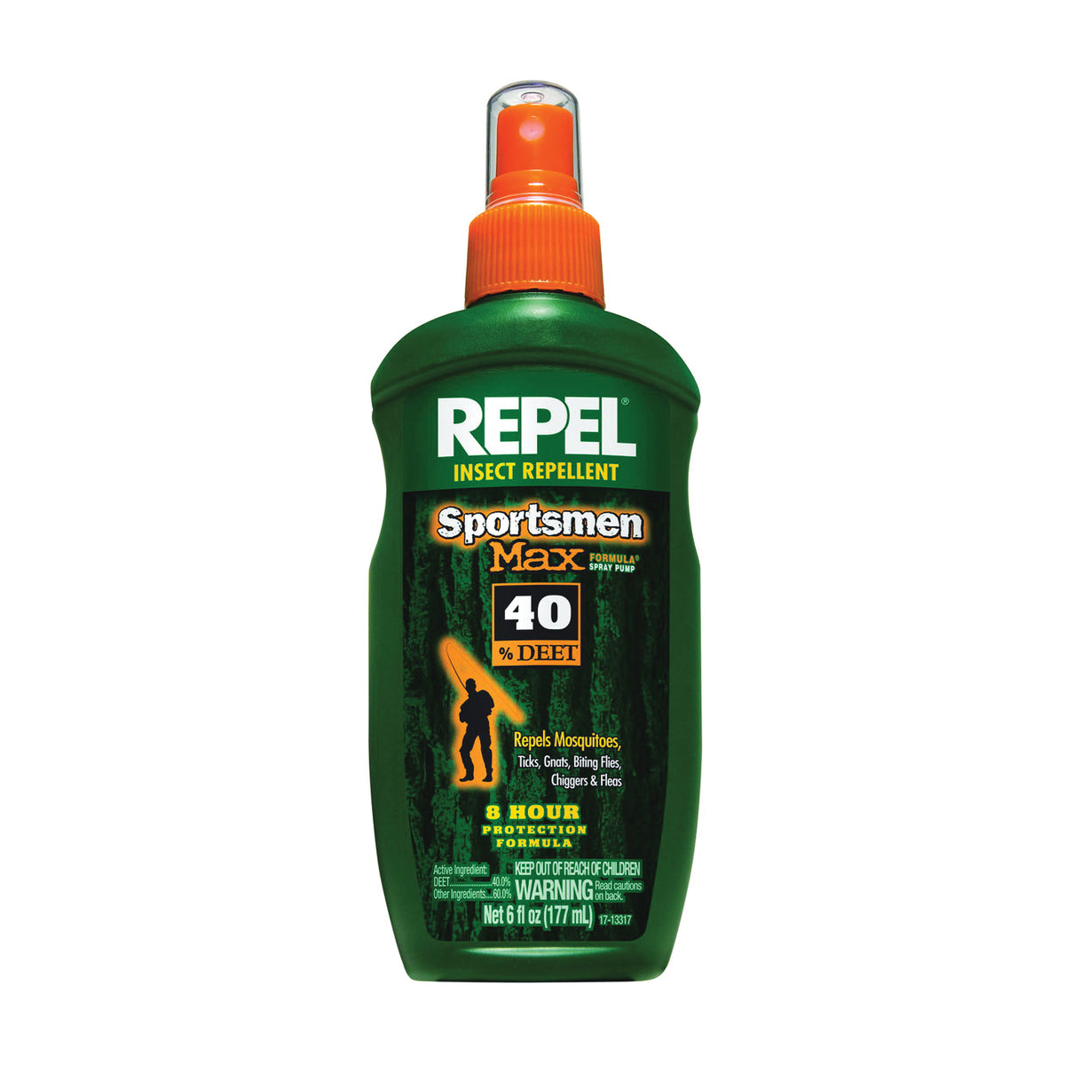 REPEL Sportsmen Max HG-94101 Insect Repellent, 6 fl-oz Bottle, Liquid, Light Yellow/Water White, Alcohol