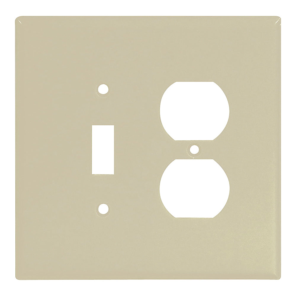 Eaton Wiring Devices 2148V-BOX Combination Wallplate, 5-1/4 in L, 5-5/16 in W, 2 -Gang, Thermoset, Ivory