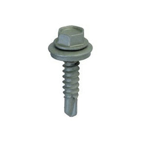 Teks 21416 Roofing Screw, #12 Thread, Coarse Thread, Hex Drive, Self-Drilling Point, Steel, Zinc, 50 PK