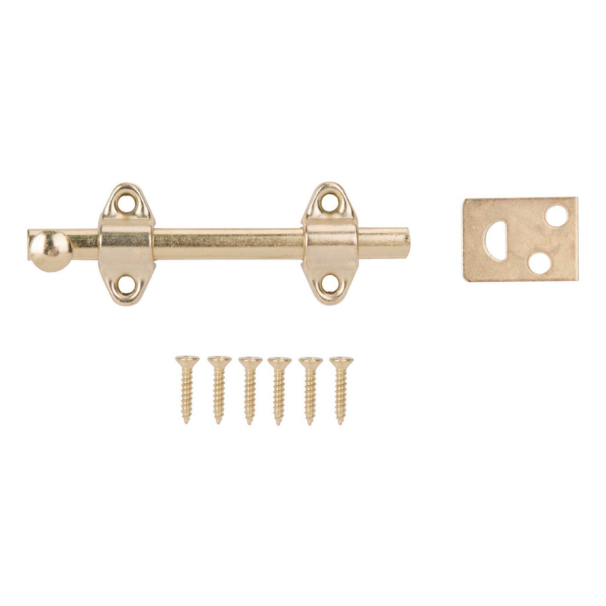 ProSource 23260BBB-PS Surface Bolt, 0.7 in Bolt Head, 4 in L Bolt, Brass